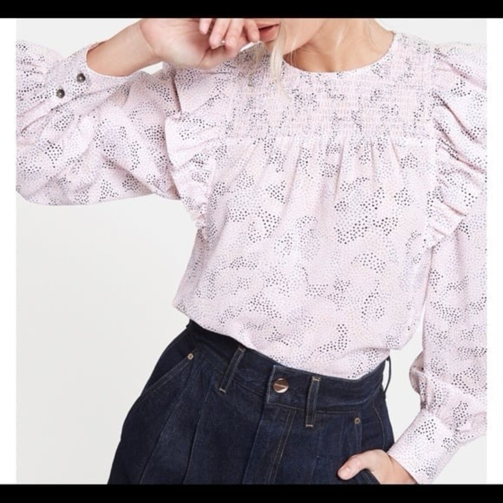 La Vie Rebecca Taylor Darcie Dot Long Sleeve Top XS